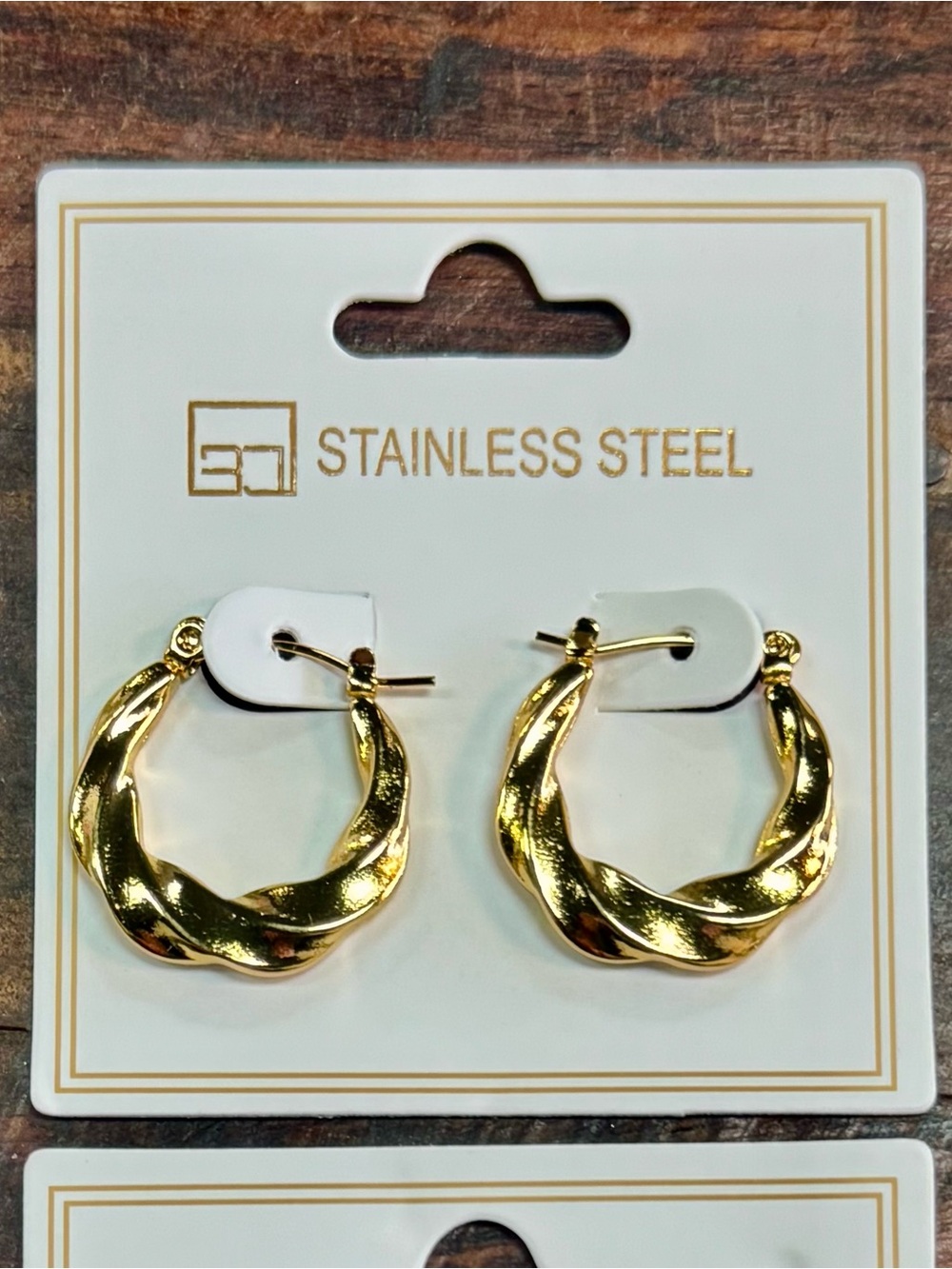 Stainless Steel Twisted Hoop Earrings - Gold and Silver